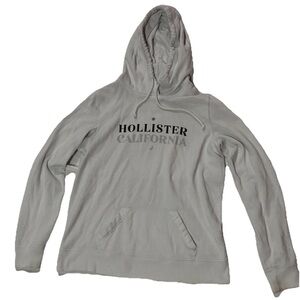 Hollister Y2K Graphic Print Hoodie Womams SZ.M Front & Back Graphic White